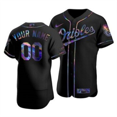 Baltimore Orioles Custom Men's Nike Iridescent Holographic Collection MLB Jersey Black